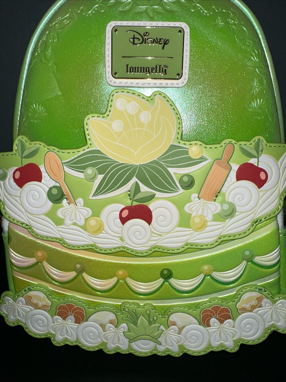 Loungefly Disney Princess Tiana Mini Backpack Bag Green Handbag Purse NWT - Picture 4 of 10